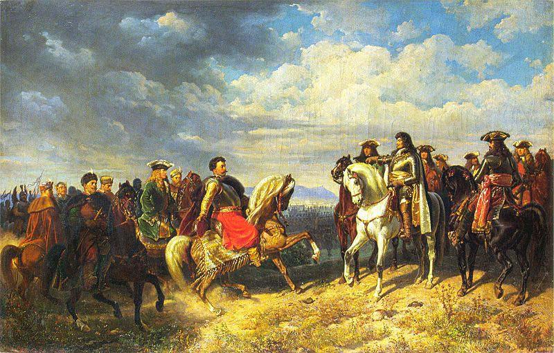 Artur Grottger King Jan III Sobieski meets emperor Leopold I near Schwechat oil painting picture